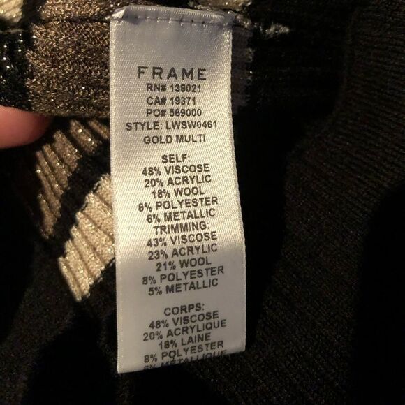 FRAME Striped Ribbed Long Sleeve Top Tees Scoop Neck Stripe Print Shirt - Picture 6 of 7